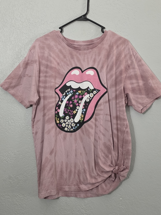 the Rolling Stones Tops - The Rolling Stones Pink Tie-Dye Tee with Floral Tongue Graphic Womens Large